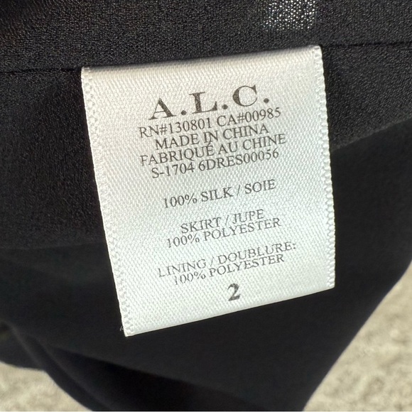 NWOT A.L.C. Kendall Ikat Print Silk Layer Dress Yellow Black Boho Women’s Size 2 - Picture 9 of 14